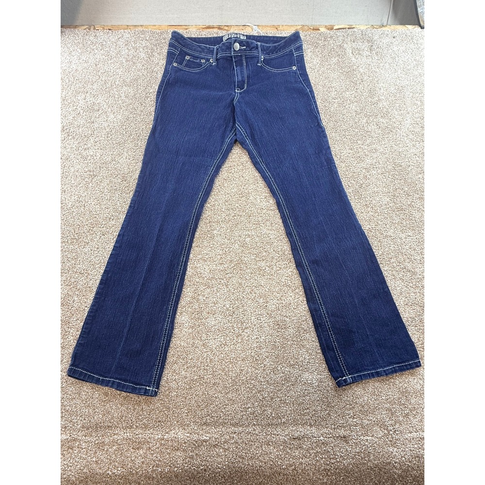 Y2K 17/21 Exclusive Denim Womens Dark Wash Bootcut Jeans Contrast Stitch 7/8